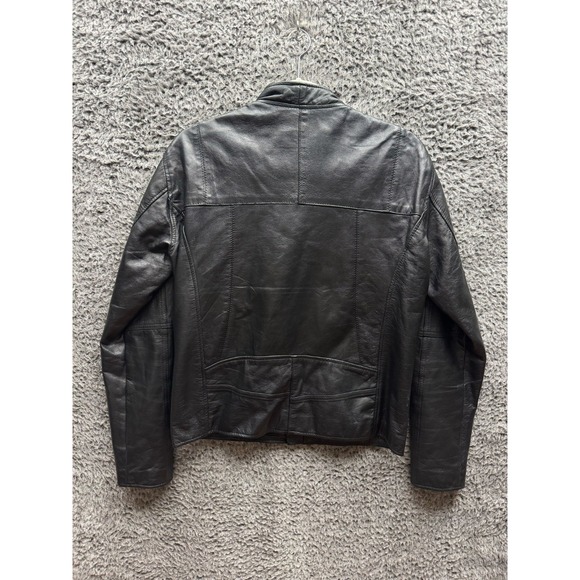 Shimokitazawa Ringo Full Zip Leather Bikers Jacket Black Women's Size L - Picture 2 of 12